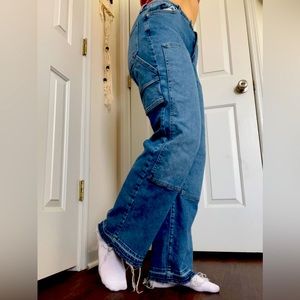 Straight Leg Denim cargo pants